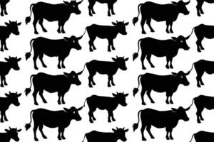 Black Cow Print Seamless Pattern Vector on isolated white background