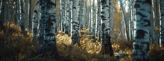 ai generado un relajante bosque de blanco abedules foto