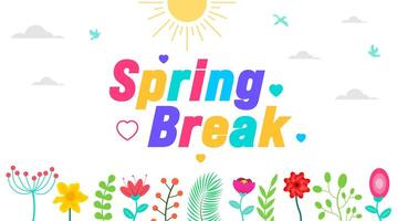 April is Spring Break background template. Holiday concept. use to background, banner, placard, card, and poster design template with text inscription and standard color. vector illustration.