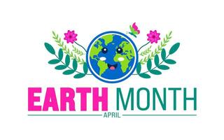 April is Earth Month background template. Holiday concept. use to background, banner, placard, card, and poster design template with text inscription and standard color. vector illustration.