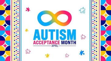 abril es autismo aceptación mes antecedentes modelo. fiesta concepto. utilizar a fondo, bandera, cartel, tarjeta, y póster diseño modelo con texto inscripción y estándar color. vector