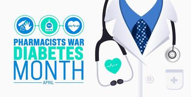 April is Pharmacists War on Diabetes Month background template. Holiday concept. use to background, banner, placard, card, and poster design template with text inscription and standard color. vector