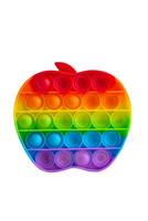 Rainbow push pop it bubble sensory fidget toy in form of Apple, trendy antistress sensory toy. Anti anxiety and stress game Isolated on white background. photo