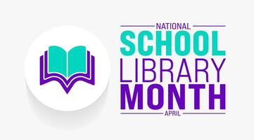 April is School Library Month background template. Holiday concept. use to background, banner, placard, card, and poster design template with text inscription and standard color. vector illustration.