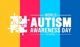 2 abril mundo autismo conciencia día vistoso rompecabezas icono bandera o antecedentes diseño modelo. vector