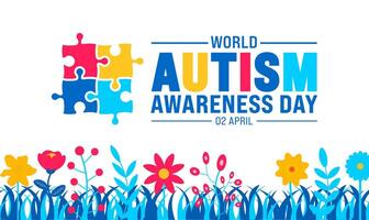 2 April world Autism Awareness Day colorful Puzzle icon banner or background design template. vector