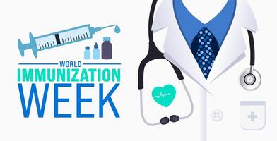 April is World Immunization Week background template. Holiday concept. use to background, banner, placard, card, and poster design template with text inscription and standard color. vector