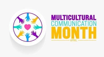 April is Multicultural Communication Month background template. Holiday concept. use to background, banner, placard, card, and poster design template with text inscription and standard color. vector