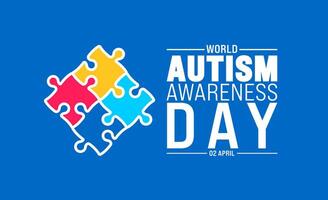 2 April world Autism Awareness Day colorful Puzzle icon banner or background design template. vector