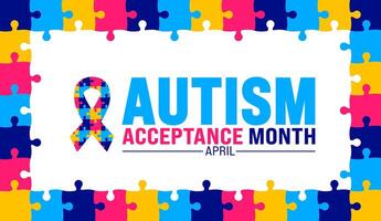 April is Autism Acceptance Month background template. Holiday concept. use to background, banner, placard, card, and poster design template with text inscription and standard color. vector