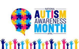 April is National Autism Awareness Month background template. Holiday concept. use to background, banner, placard, card, and poster design template with text inscription and standard color. vector