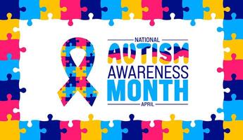 April is National Autism Awareness Month background template. Holiday concept. use to background, banner, placard, card, and poster design template with text inscription and standard color. vector