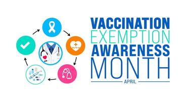 April is Vaccination Exemption Awareness Month background template. Holiday concept. use to background, banner, placard, card, and poster design template with text inscription and standard color. vector