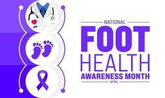 April is National Foot Health Awareness Month background template. Holiday concept. use to background, banner, placard, card, and poster design template with text inscription and standard color. vector