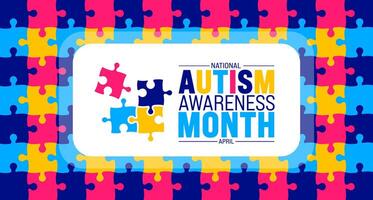 April is National Autism Awareness Month background template. Holiday concept. use to background, banner, placard, card, and poster design template with text inscription and standard color. vector