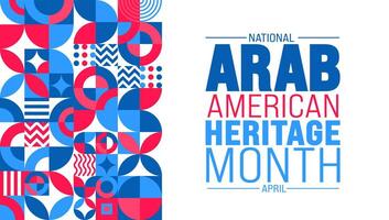 April is Arab American Heritage Month background template. Holiday concept. use to background, banner, placard, card, and poster design template with text inscription and standard color. vector