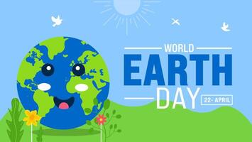 22 April is Earth Day background template. Holiday concept. use to background, banner, placard, card, and poster design template with text inscription and standard color. vector illustration.