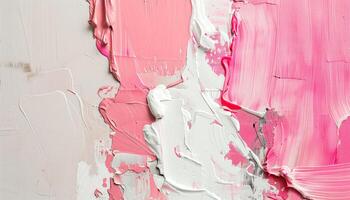 AI generated Abstract acrylic paint in pink and white color. Colorful wallpaper texture for branding. Vibrant background with bold colors. photo