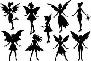 Set of Fairy magic silhouettes set, large pack of vector silhouette design, isolated white background