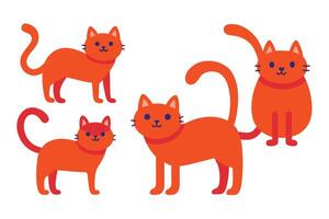 Cute cats collection. Domestic funny kitties. Set of linear vector illustration isolated on white background