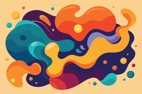 Abstract Flat Fluid Organic Shapes Background