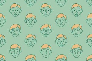 One Line Art Faces Seamless Pattern vector