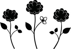 Set of Hand Drawn Line Flowers vector