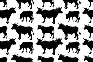 Black Cow Print Seamless Pattern Vector on isolated white background