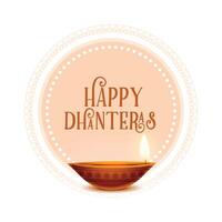 happy dhanteras occasion poster with oil lamp design vector