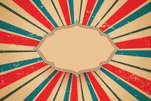 vintage retro background with sunburst rays design vector