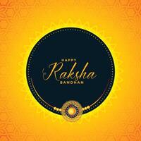 happy raksha bandhan yellow wishes card design vector