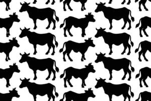 Black Cow Print Seamless Pattern Vector on isolated white background