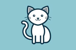 Cute cat line art illustration icon design template vector