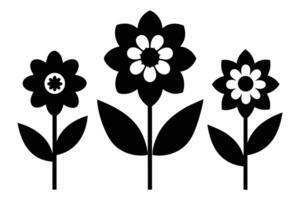 conjunto de negro flor icono en blanco antecedentes vector