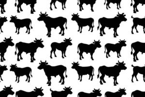 Black Cow Print Seamless Pattern Vector on isolated white background