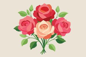 Rose flower arrangement watercolor hand painted bouquet set vector