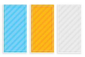 diagonal bold stripes banners set of three vector