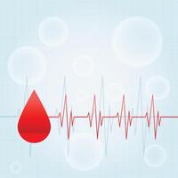 blood drop with heartbeat lines medical background vector