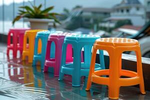 AI generated plastic stool chair design professional photography photo