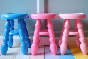 AI generated plastic stool chair design professional photography photo