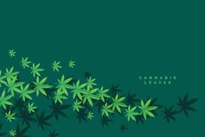 stylish marijuana and cannbis floating leaves background vector