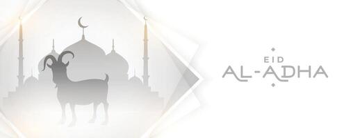 eid al adha mubarak  with goat and mosque elegant banner vector