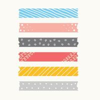 patterned cute ribbons or torned paper tape set vector