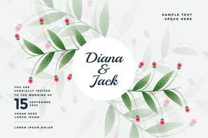 beautiful wedding card design in flower style vector