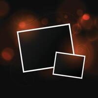 two photo frames on bokeh background design vector