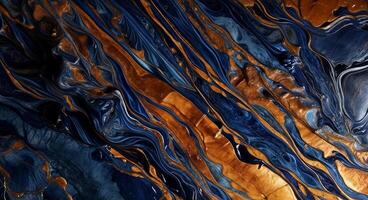 AI generated Marble background surface of shades of deep indigo and muted auburn, close up. photo