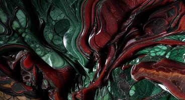 AI generated Marble background of combination of rich burgundy and shadowy emerald, close up. photo