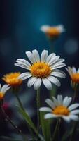 AI generated Spring flowers on green lawn, flooded with bright sunlight, blurred background. photo