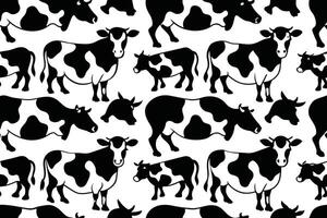 Black Cow Print Seamless Pattern Vector on isolated white background