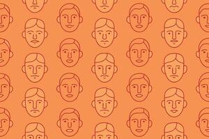 One Line Art Faces Seamless Pattern vector